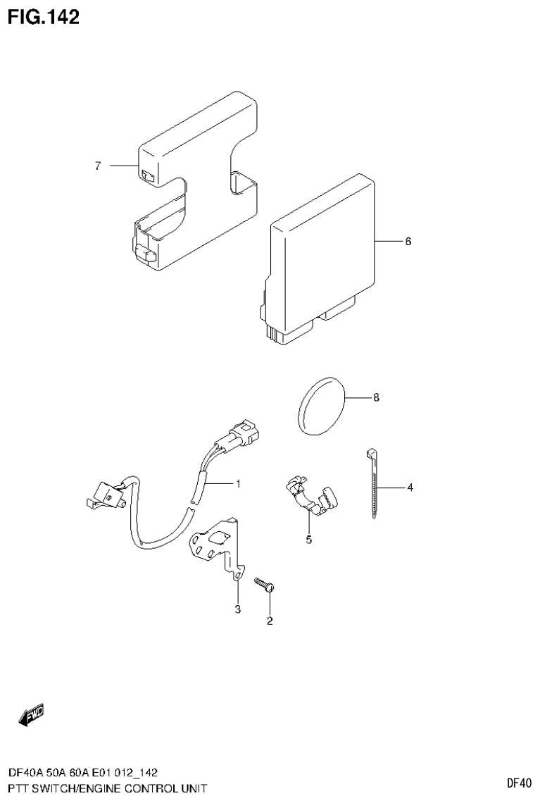 Suzuki DF40AST, DF50A, DF50ATH PTT SWITCH / ENGINE CONTROL UNIT (DF60AQH E40) parts diagram